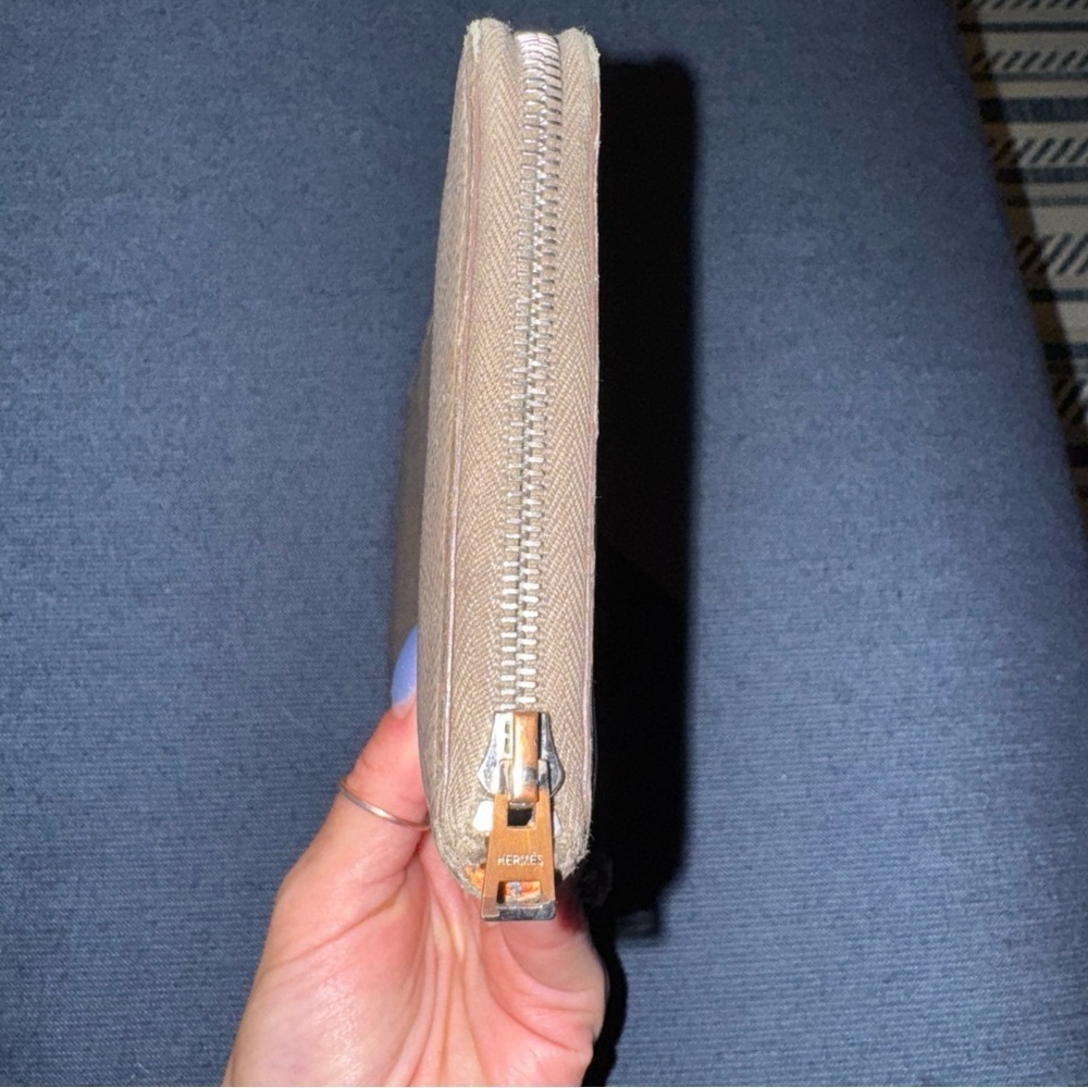 HERMES Azap Silk In Leather Zip Around Long Wallet Gray VINTAGE AUTHENTIC EUC - Picture 4 of 6
